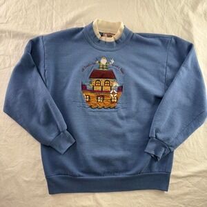 Vtg Top Stitch Noah's Ark 'All Creatures Great & Small' Pullover Sweater Sz M